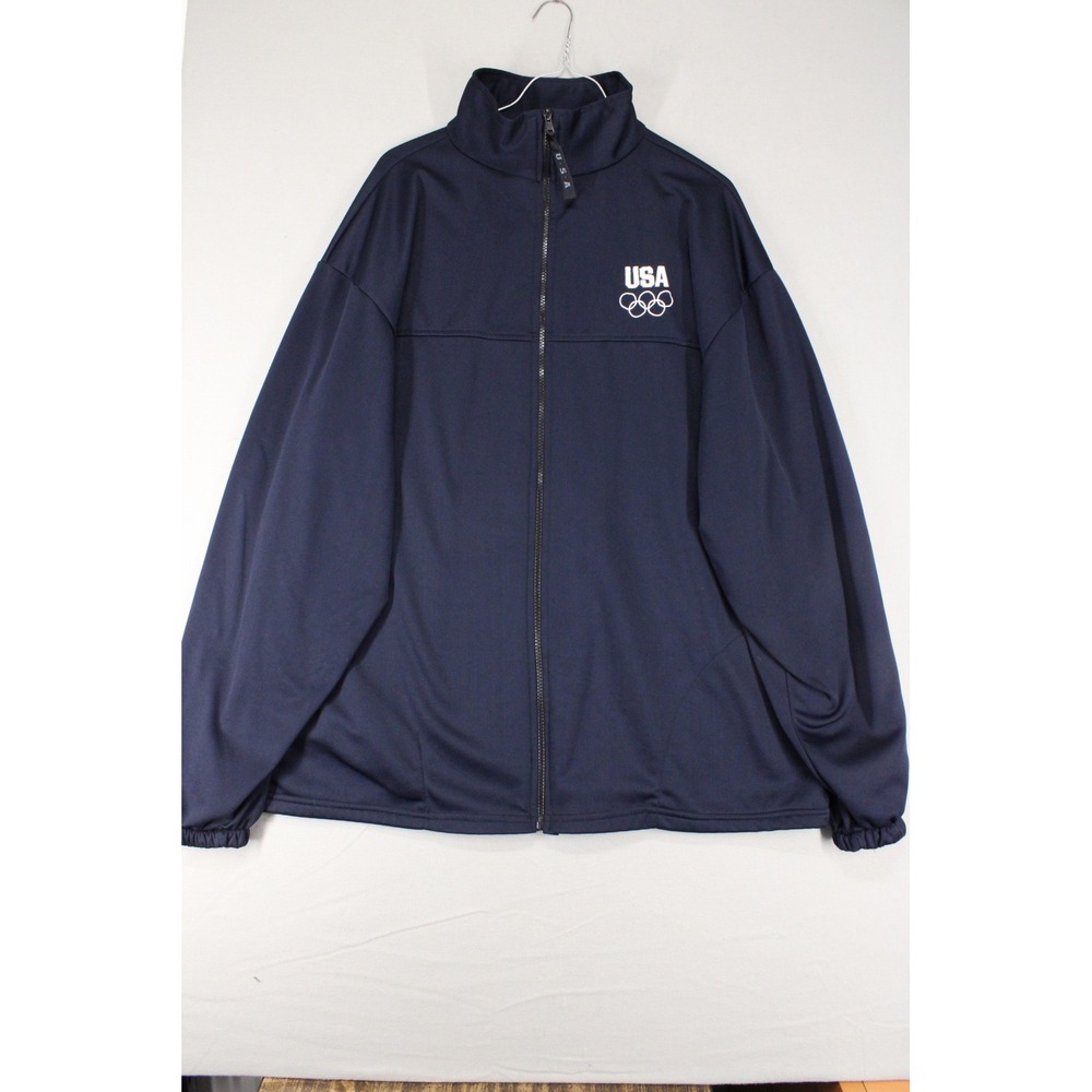 United States Olympic Committee USA Track Jacket Navy Blue XXL Made in USA